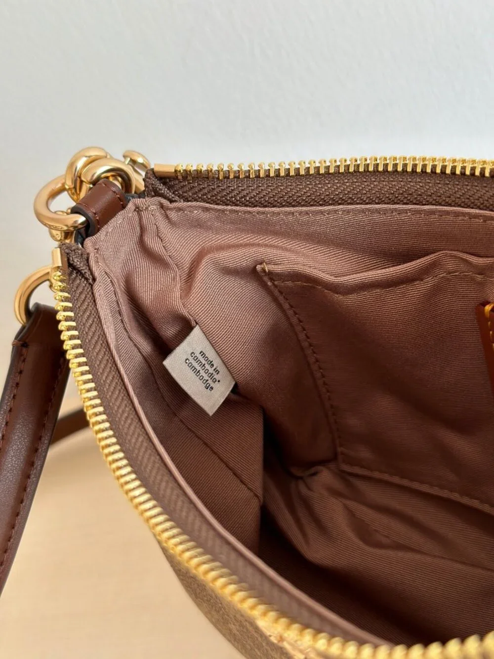 COACH Teri Signature Canvas Brown Shoulder Bag